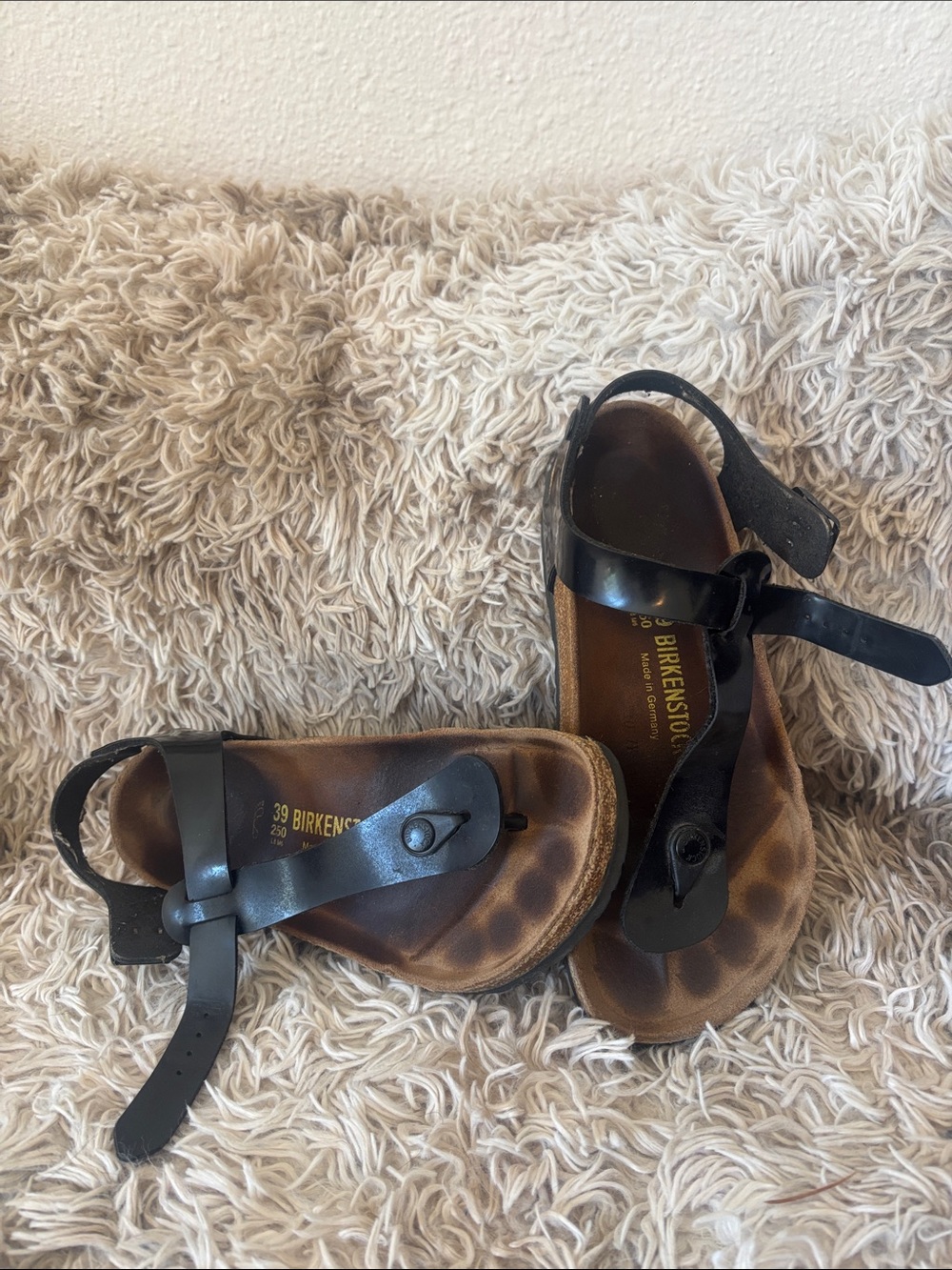 Birkenstock Black Leather Thong Sandals - Women's